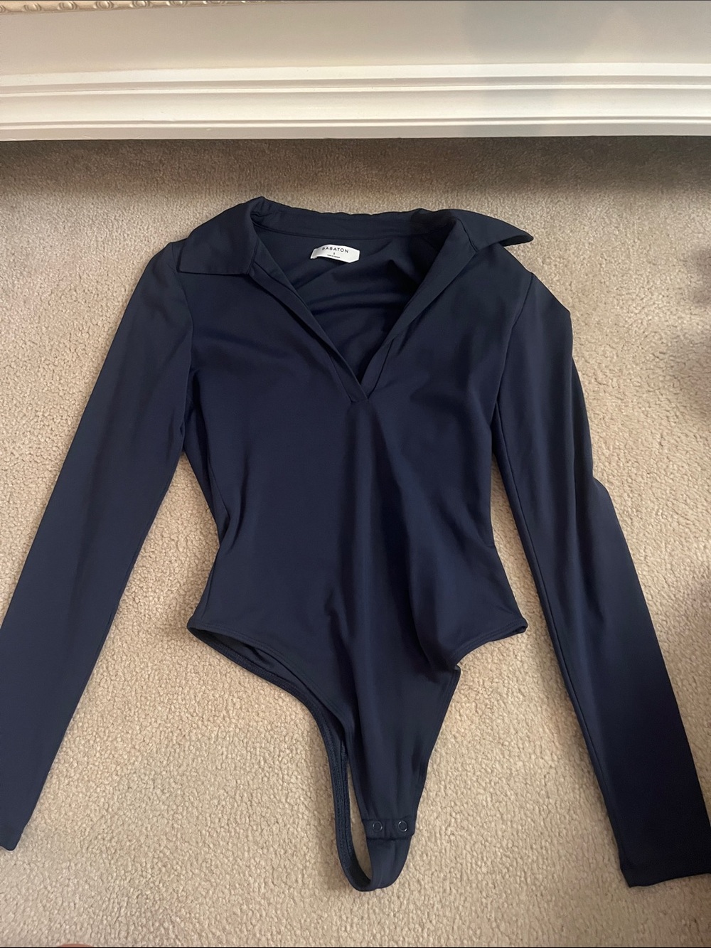 Wilfred Navy Long-Sleeve Collared Bodysuit